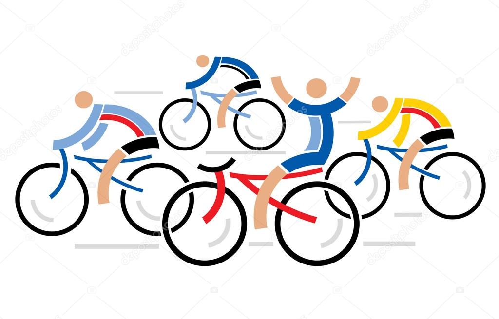 Four racing cyclists