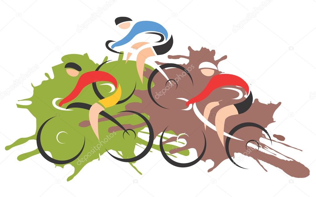 Mountain bike racing cyclists