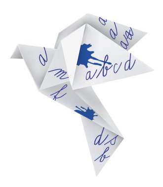 okul alfabesi ile origami güvercin