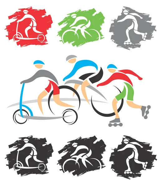 En los iconos del carril bici — Vector de stock