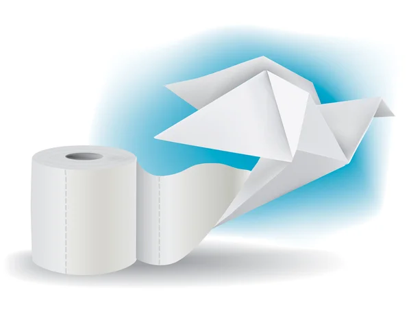 Wc-papier met origami duif — Stockvector