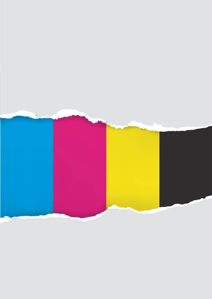 Vettore strappato Cmyk Colori Carta — Vettoriale Stock