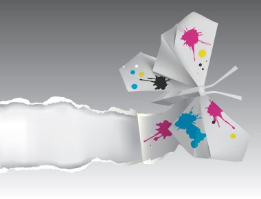 Origami kelebek mürekkeple kağıt kopyalama