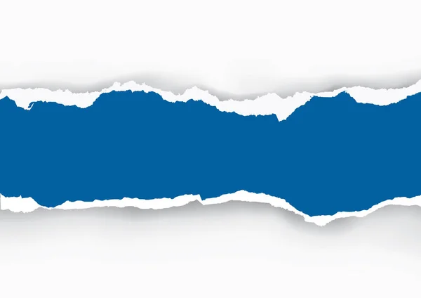 Блакитна Розрізана Паперова Смуга Ілюстрація Блакитного Рваного Паперу Білим Місцем — стоковий вектор