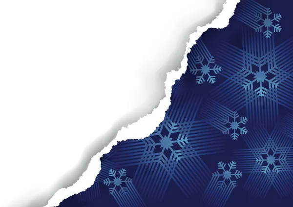 Modrý Vánoční Podklad Trhaný Papírem Obrázek Roztrhaných Papírů Sněhovými Vločkami — Stockový vektor