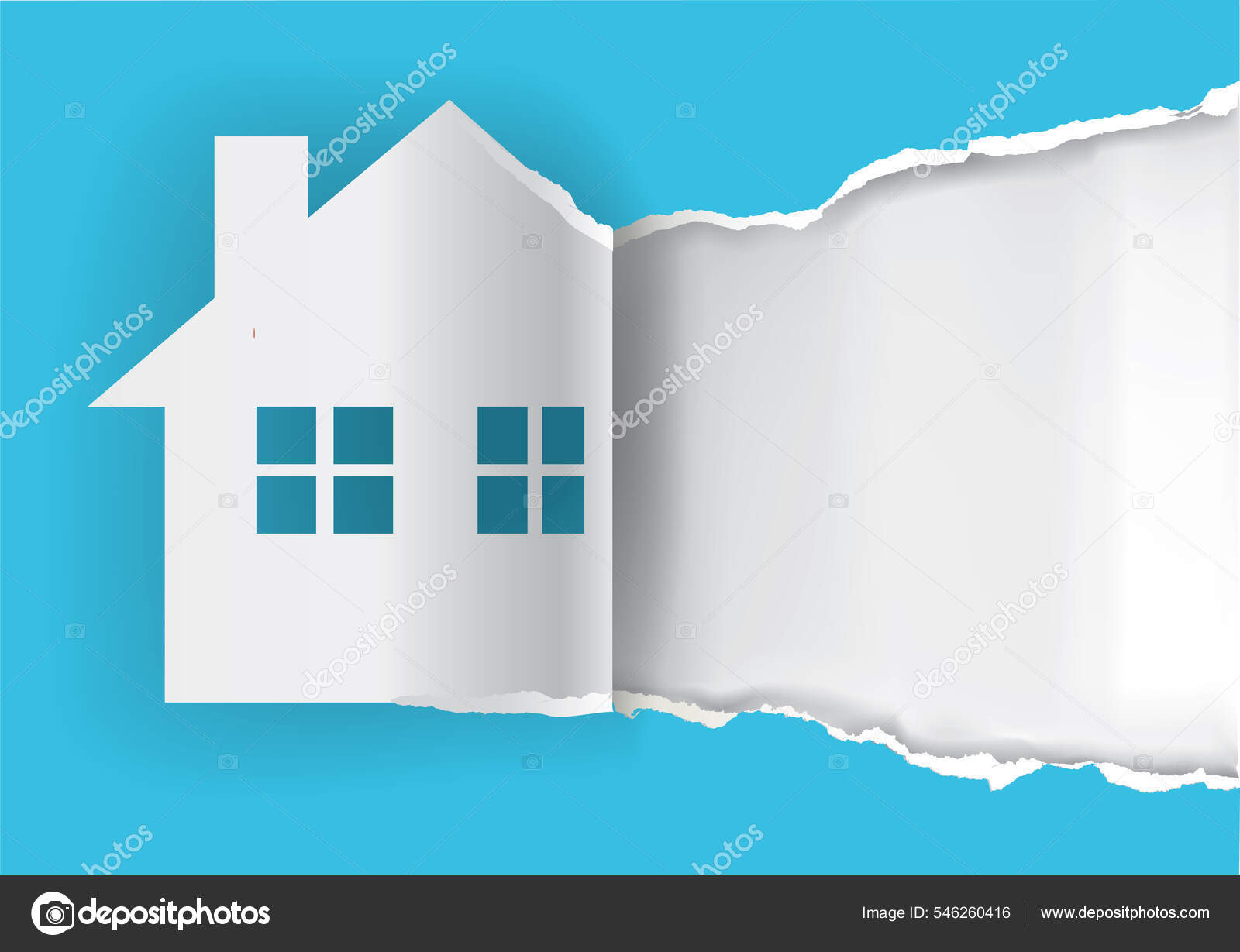 House Sale Advertisement Banner Template Illustration Ripped Paper