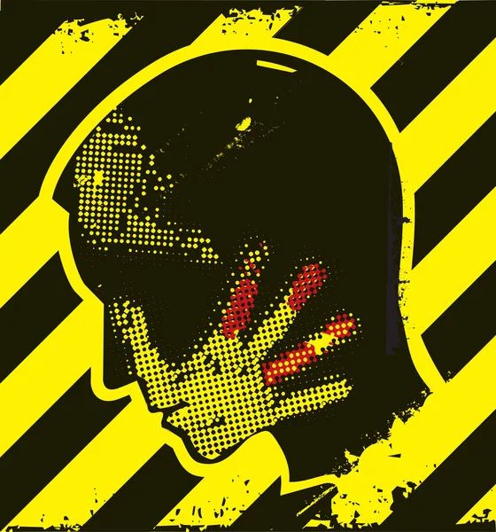 Danger Violence War Depressed Man Male Stylized Grunge Silhouette Hand — Stock Vector