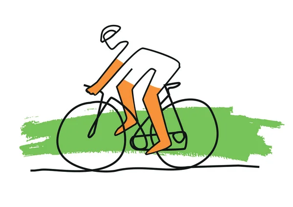 Велосипедист Лінійне Мистецтво Стилізований Мультфільм Стилізована Проста Ілюстрація Велосипедиста Виразному — стоковий вектор