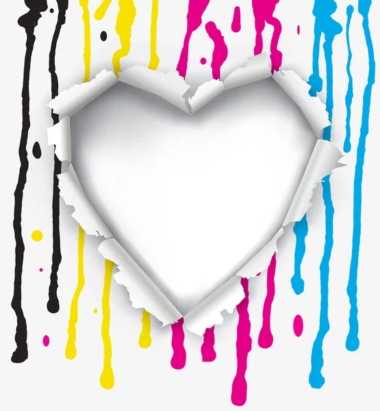 Corazón Papel Roto Con Colores Impresión Agujero Forma Corazón Papel — Vector de stock