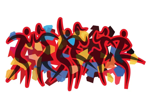 Танцюючі Пари Диско Вечірка Сучасний Танець Виразна Барвиста Ілюстрація Трьох — стоковий вектор