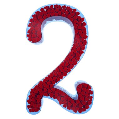 2 mavi camdan sayısı. bir velve gelen kırmızı kalpler ile dolu