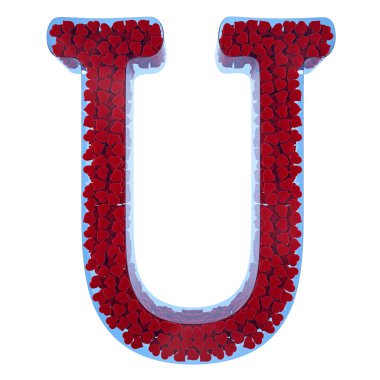 Mavi cam mektup sizin. bir velve gelen kırmızı kalpler ile dolu