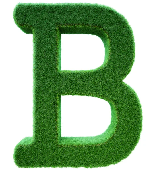 Letter of B from a green grass. Alphabet from a grass. Isolated — Stock Photo, Image