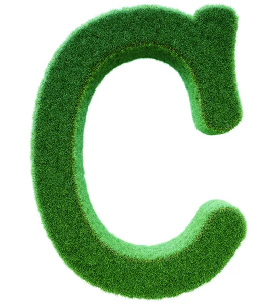 Buchstabe c von einem grünen Gras. Alphabet aus einem Gras. isoliert — Stockfoto