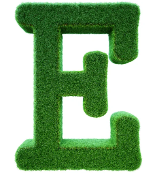 Επιστολή της ε από ένα πράσινο γρασίδι. αλφάβητο από μια χλόη. απομονωμένη — Φωτογραφία Αρχείου