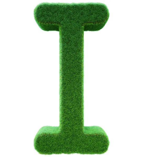 Letter of I from a green grass. Alphabet from a grass. Isolated — Stock Photo, Image