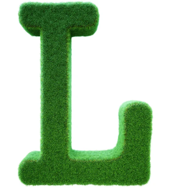L 从绿草的信。一株小草的字母表。孤立 — 图库照片