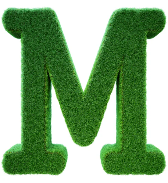 Letter of M from a green grass. Alphabet from a grass. Isolated — Stock Photo, Image