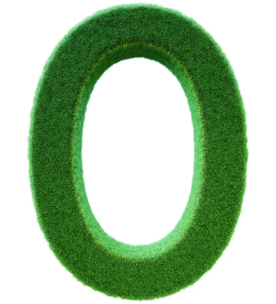 緑の芝生からの o の手紙。草からのアルファベット。分離されました。 — ストック写真