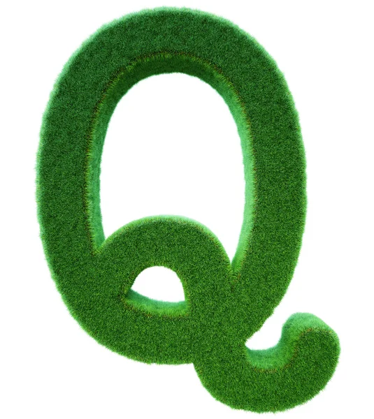 Q a zöld fű, levél. ábécé egy füves pálya. elszigetelt — Stock Fotó
