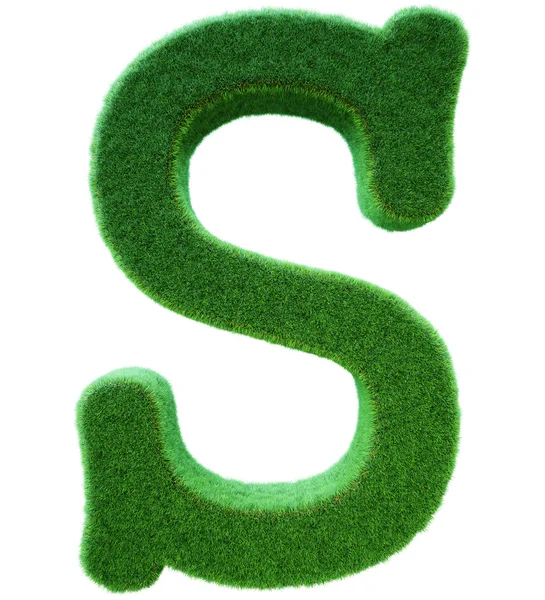 Letter of S from a green grass. Alphabet from a grass. Isolated — Stock Photo, Image