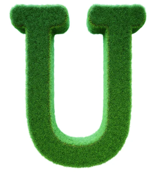 Buchstabe u von einem grünen Gras. Alphabet aus einem Gras. isoliert — Stockfoto