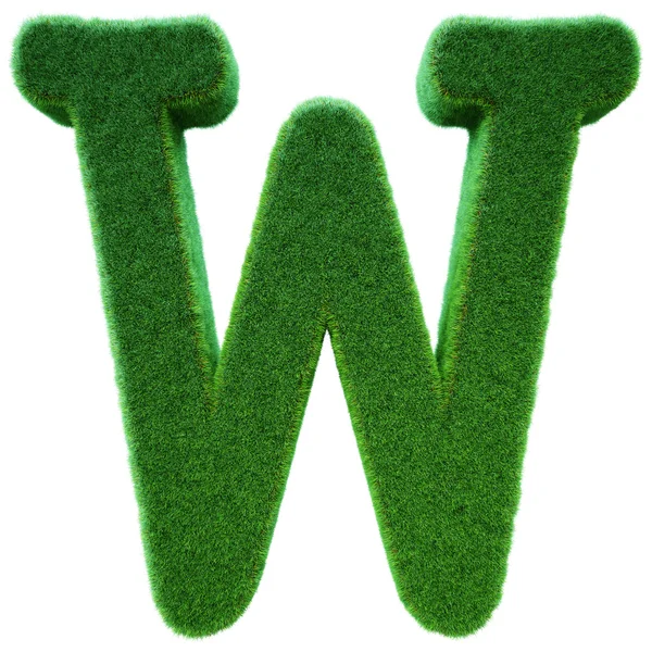 Letter of W from a green grass. Alphabet from a grass. Isolated — Stock Photo, Image