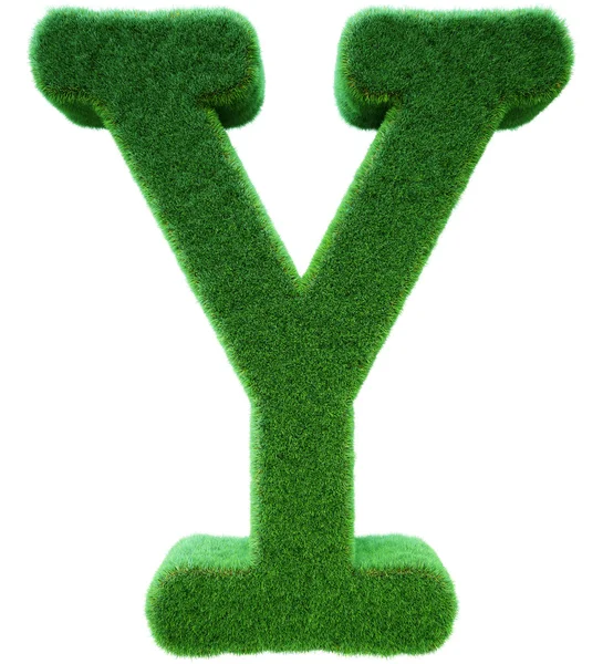 Letter of Y from a green grass. Alphabet from a grass. Isolated — Stock Photo, Image