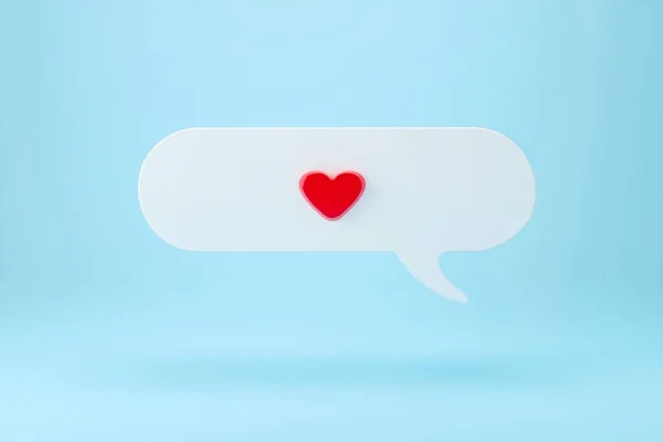 Red Heart Blank White Speech Bubble Pin Isolated White Background — Stock Photo, Image