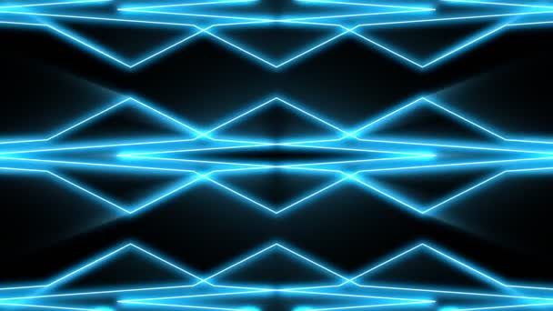 蓝光未来派线条 通过数字隧道飞行的循环动画 霓虹灯照亮抽象的动画背景 — 图库视频影像