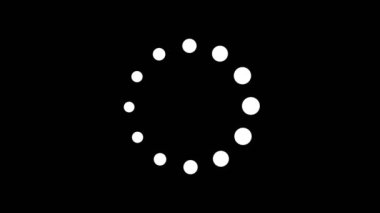 Siyah arkaplana beyaz daire simgesi yükleniyor. Kusursuz döngü. Video canlandırmalı arkaplan.