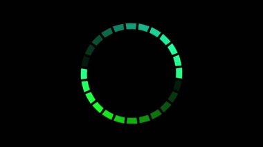 Siyah arkaplan üzerinde bir çember içinde birbiri etrafında sıralanmış renkli çubuk simgesinin animasyonu. Yükleme işlemi için bir gösterge. Kusursuz döngü. Video canlandırmalı arkaplan.