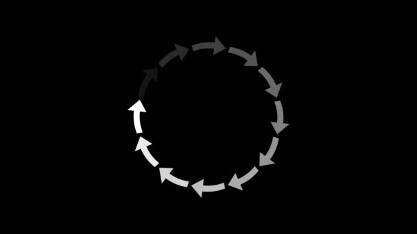 Animatie Van Witte Pijl Pictogram Dat Zijn Gerangschikt Rond Elkaar — Stockvideo