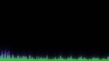 Siyah arkaplanda ses dalgalarının canlandırılmasıyla renkli dalga formunun animasyonu. Kusursuz döngü. Video canlandırmalı arkaplan.