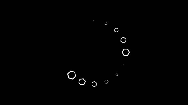 Animation Eines Weißen Sechsecksymbols Das Einem Kreis Auf Schwarzem Hintergrund — Stockvideo