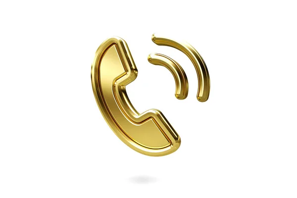 Φως Λαμπερό Χρυσό Τηλέφωνο Εικονίδιο Απομονώνονται Λευκό Φόντο Χρυσή Υφή — Φωτογραφία Αρχείου