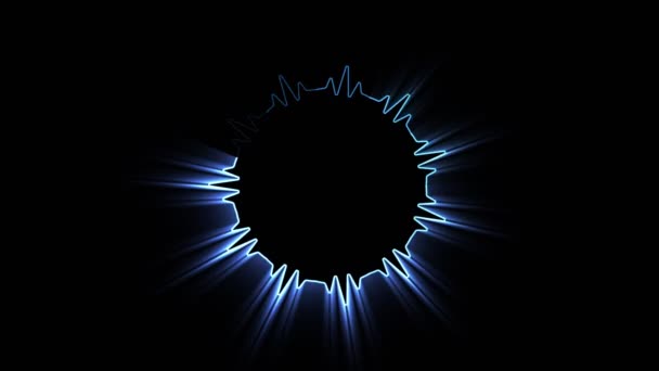 蓝色线条图标的动画 它们排列在黑色背景上的圆圈中 用于装载进度的指标 无缝线圈 视频动画背景 — 图库视频影像