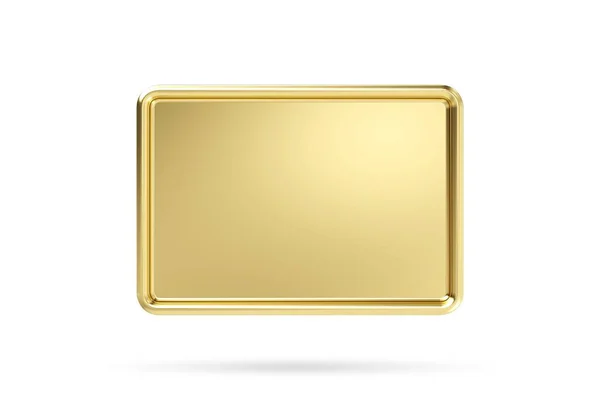Light Shiny Gold Empty Brass Metal Plate Isolated White Background — Stock Photo, Image