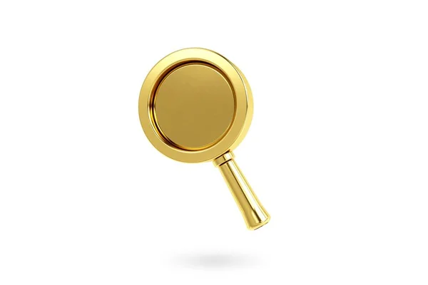 Gold Search Icon Isolated White Background Magnifying Glass Discovery Research — Stockfoto