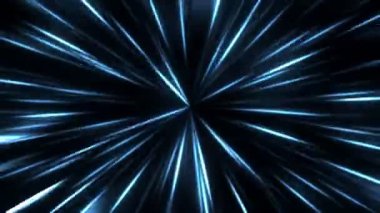 Gece yolundaki hızlanma hareketinin ön görüntüsü. Işık ve çizgiler koyu arkaplanda hızla hareket ediyor. Çizgi romanlar. Hız yatay çizgileri. Video canlandırmalı arkaplan.