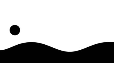 Soyut siyah top su dalgalarına doğru sıçrıyor. Beyaz arkaplanda siyah nokta şeklinin animasyonu. Kusursuz döngü. Video canlandırmalı arkaplan.