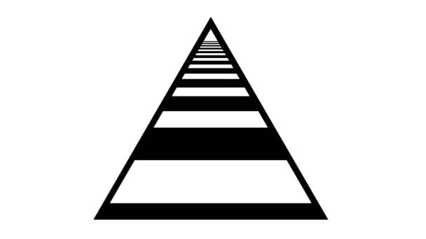 Absztrakt fekete fehér zebrán belül alakja háromszög keret. Előnézet alagút háromszög alakú fehér háttér. Zökkenőmentes hurkolás animáció