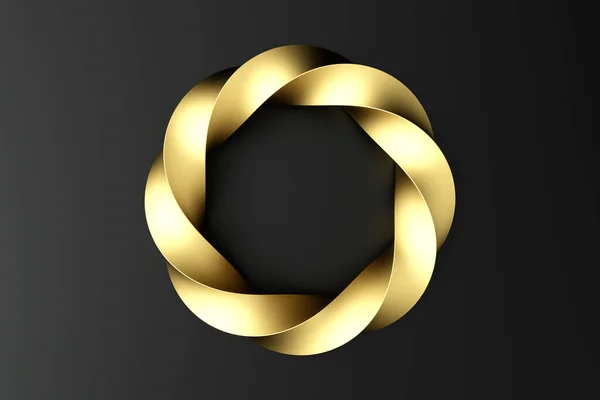 Mobius Strip Ring Sacred Geometry Spatial Figure Upturned Surfaces Gold — Stock Photo, Image