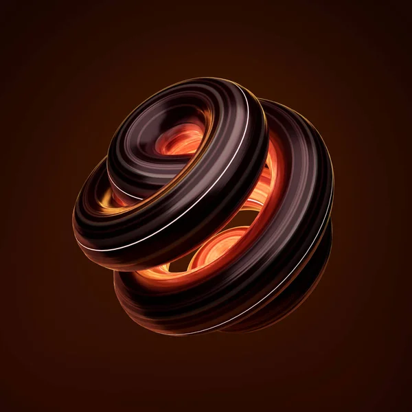 Καφέ Αφηρημένο Στριμμένο Σχήμα Πορτοκαλί Εφέ Φωτός Γεωμετρική Καμπύλη Φόντο — Φωτογραφία Αρχείου