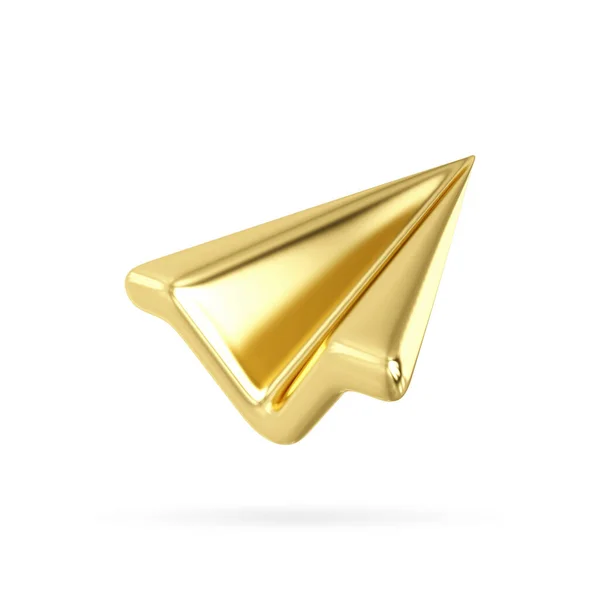 Gold Paper Plane Send Email Message Concept Online Social Media — Stock Photo, Image