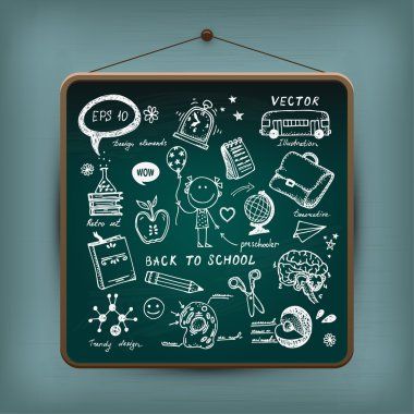 Çocuk çizilmiş ayarlayın. geri school şekil.