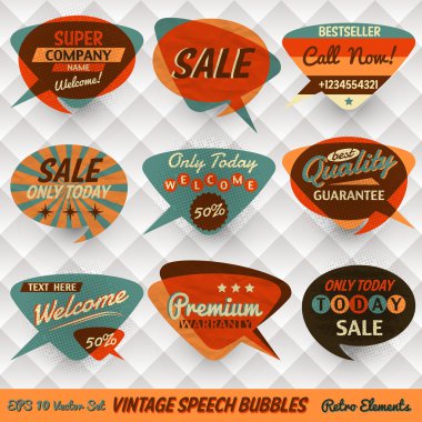 Vintage Style Speech Bubbles Cards clipart