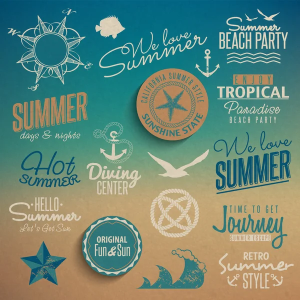 Summer vintage elements — Stock Vector