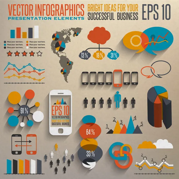 Conjunto de infografías retro . — Archivo Imágenes Vectoriales