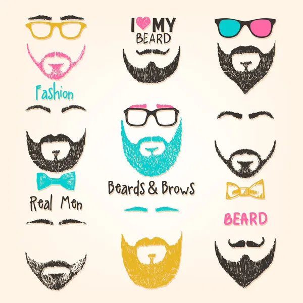 Conjunto de barbas — Vetor de Stock